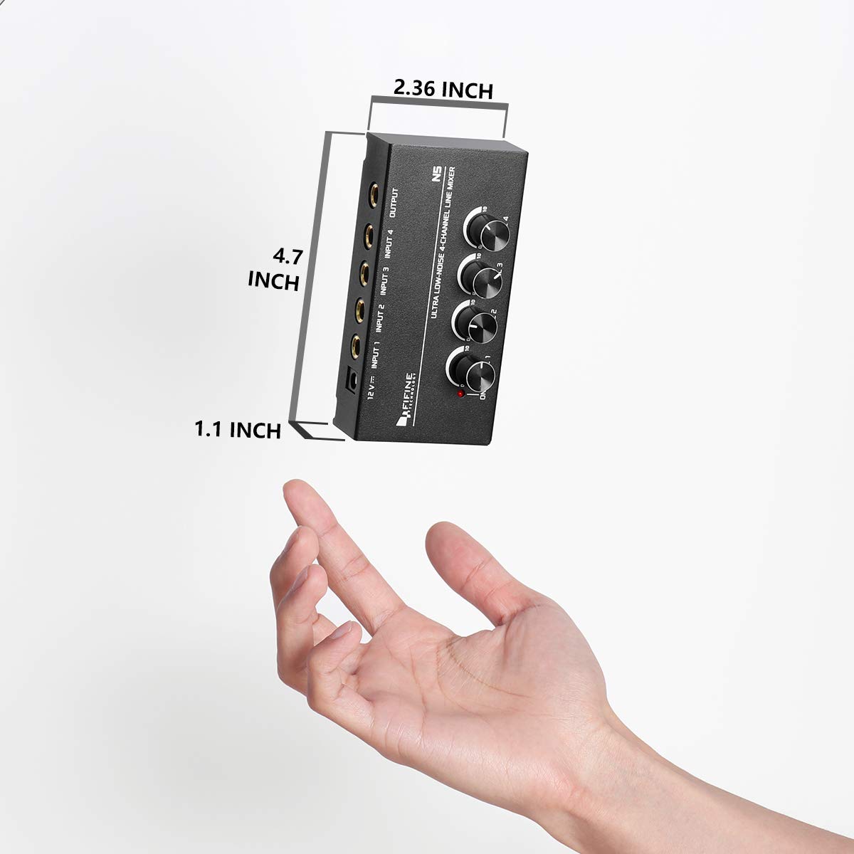 Fifine Ultra Low-Noise 4-Channel Line Mixer For Sub-Mixing,4 Stereo Channel Mini Audio Mixer With Ac Adapter.Ideal For Small Clu