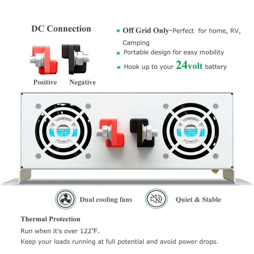 WZRELB 3000W 24V Pure Sine Wave Solar Power Inverter DC to 110V AC Converter (RBP300024W)