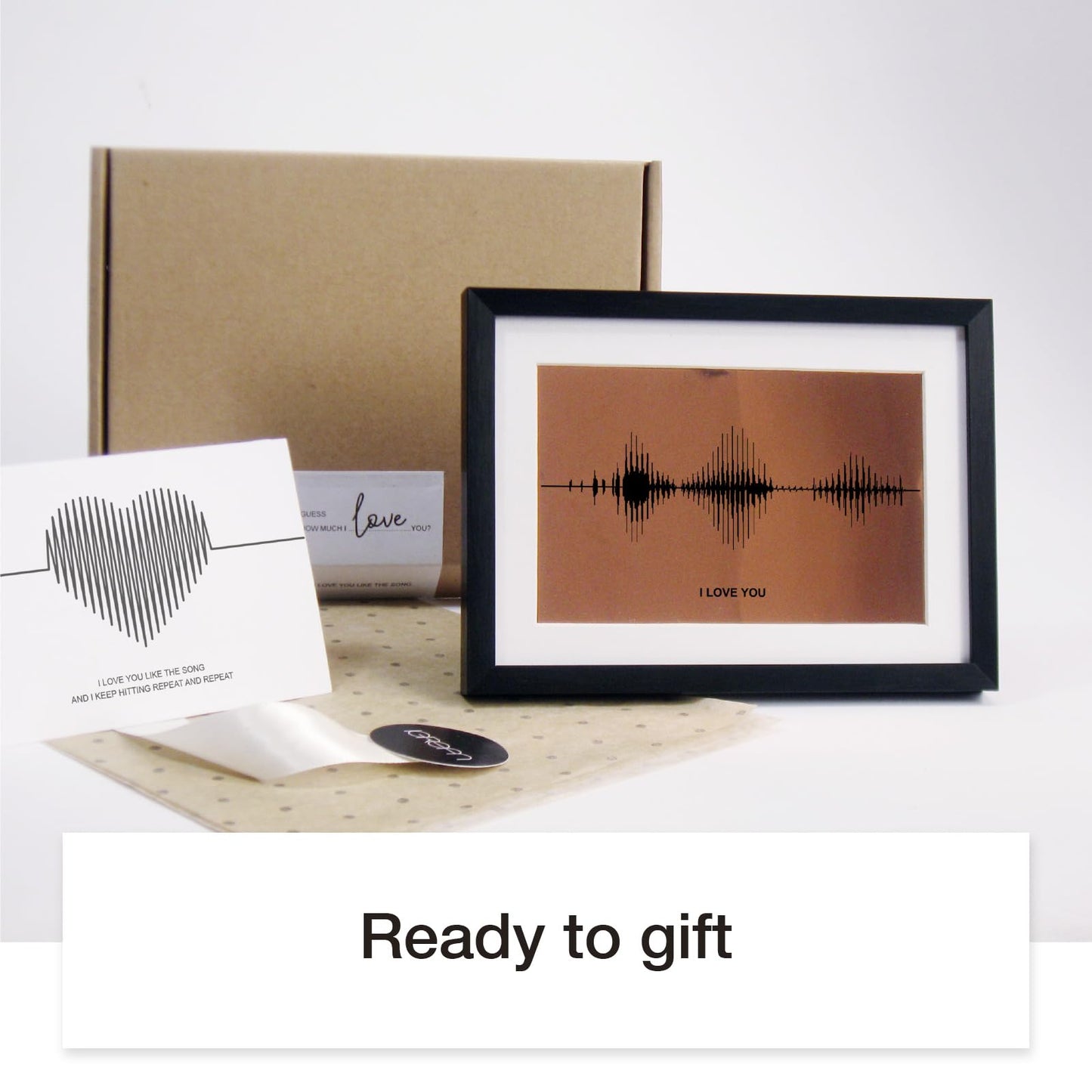 I Love You Soundwave Art, Visible Voice Print, Bronze 8th Anniversary Gift for her or him, Wife Gift from Husband, Husband Gift from Wife, Valentines Day Christmas Gift