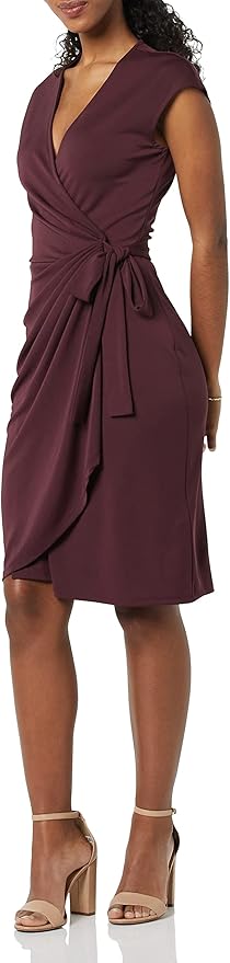 Amazon Essentials Women's Classic Cap Sleeve Wrap Dress (Available in Plus Size)