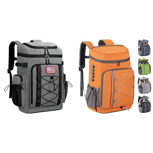 Maelstrom 36L Large Capacity Insulated Cooler Backpack Grey 21" x 13.5" x 8" 1210g & 35 Can Leakproof Insulated Soft Cooler Bag for Beach Camping Kayaking Fishing Hiking Orange
