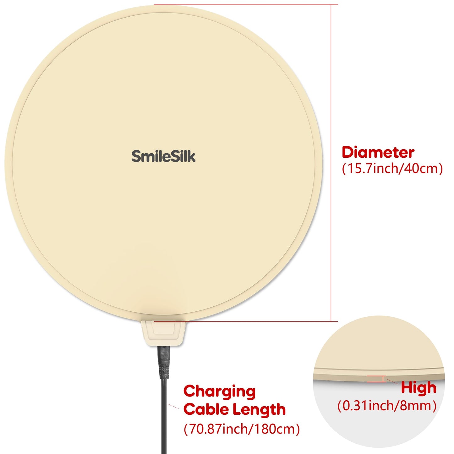 Smilesilk Portable Silicone Pizza Warming Mat - Roll Up Electric Food Heating Pad Tray, Fast Even Heating for Buffet Parties, Foldable Hot Plate Warmer for Home Kitchen Gifts (khaki)