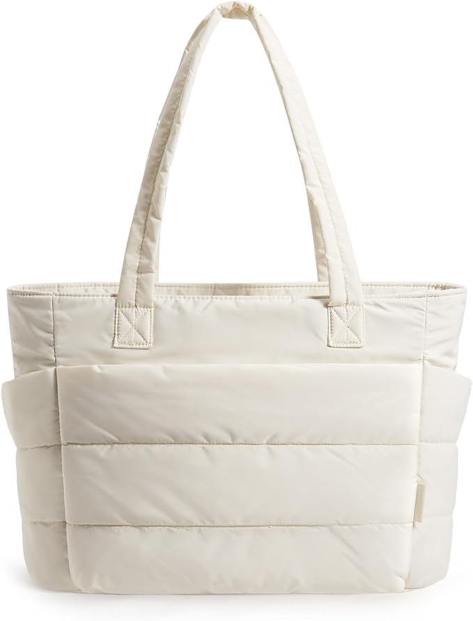 BAGSMART Tote Bag for Women, Lightweight Puffy Tote Bag with Compartments Shoulder Bag Handbag for Travel, Work, Gym | Lig...