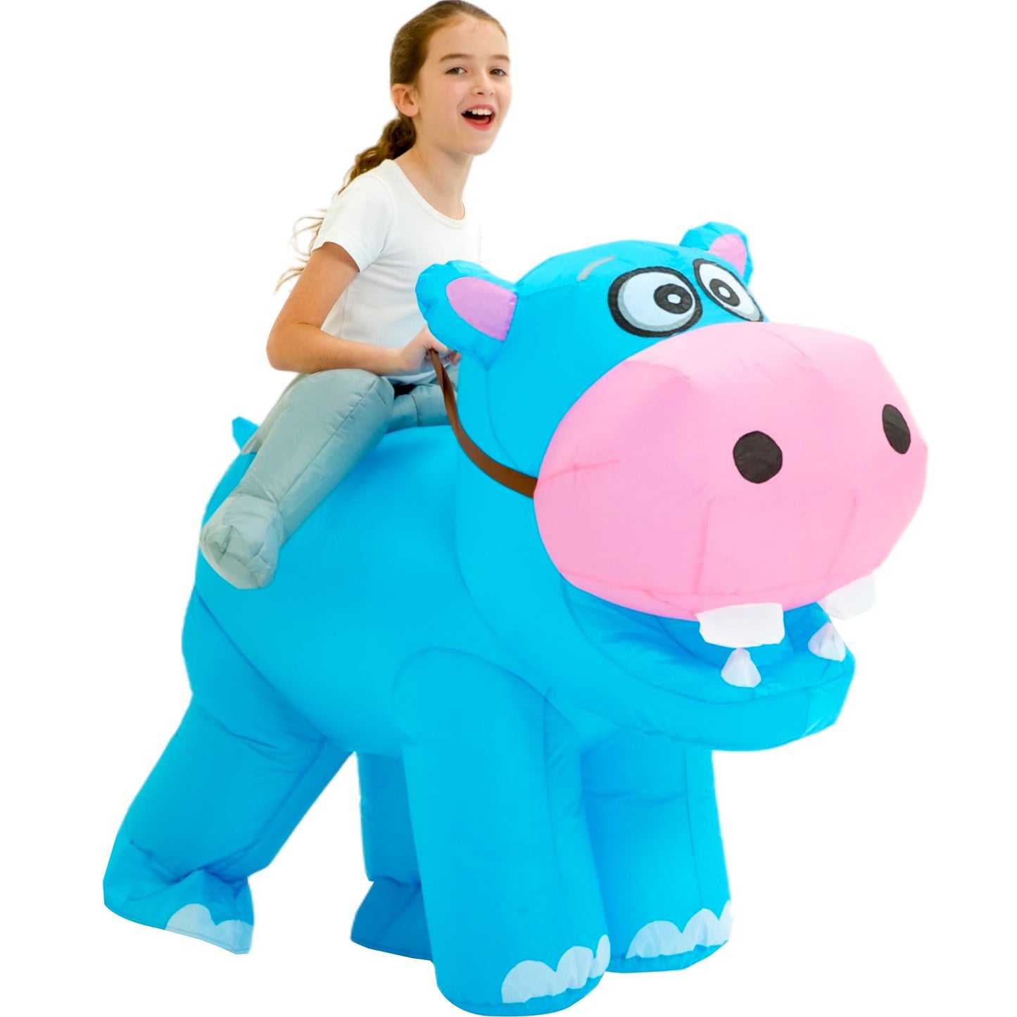 One Casa Blow Up Party Costume,Inflatable Costumes for Kids,Riding Hippo Costume,Halloween Costumes for Girls Boys (4-6YRS)