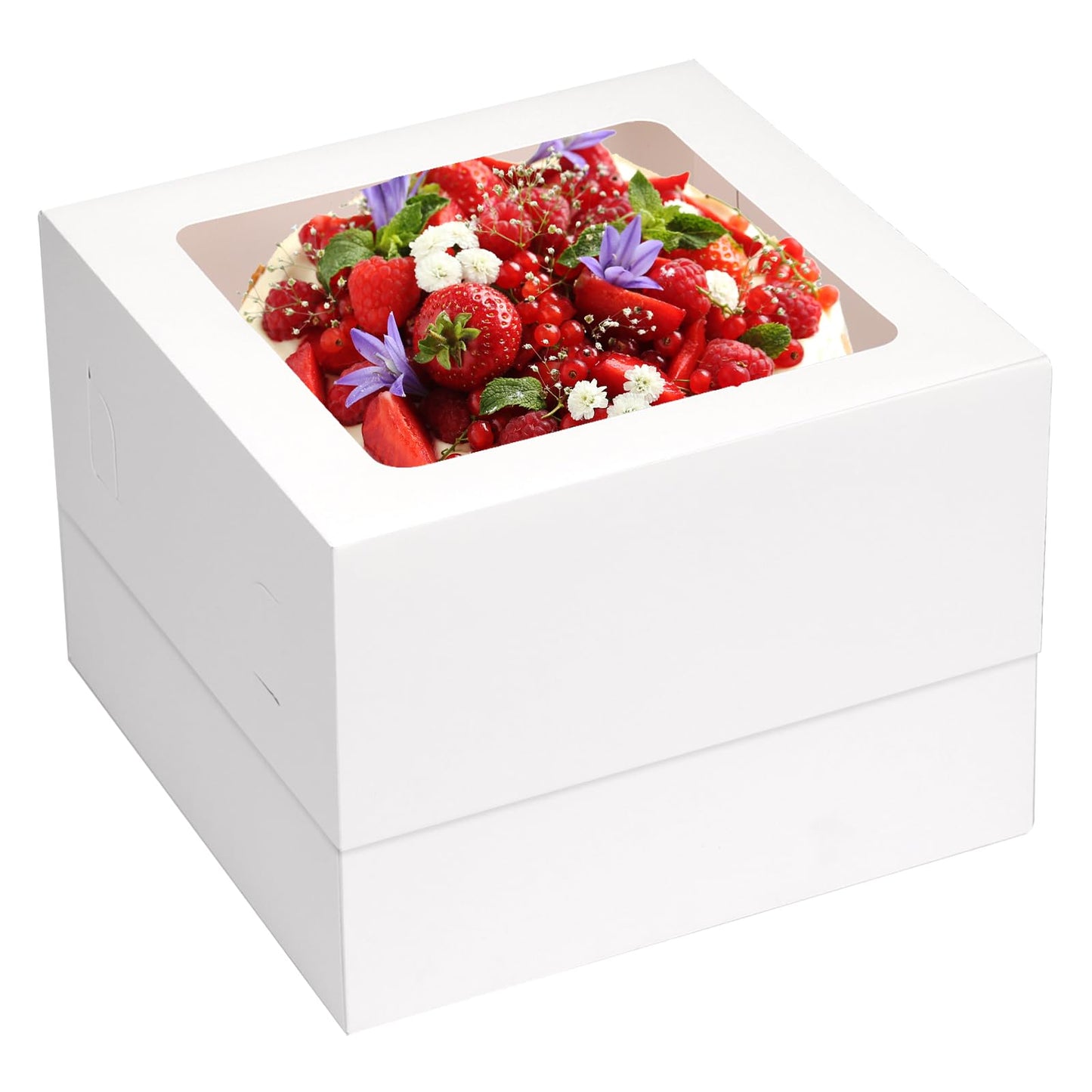 Moretoes 10pcs Cake Boxes 12x12x8 Inch White Bakery Boxes with Window Tall Dessert Cardboard Containers for Cakes Cupcakes Pies Donuts Cookies, for Valentine's Day Mother's Day