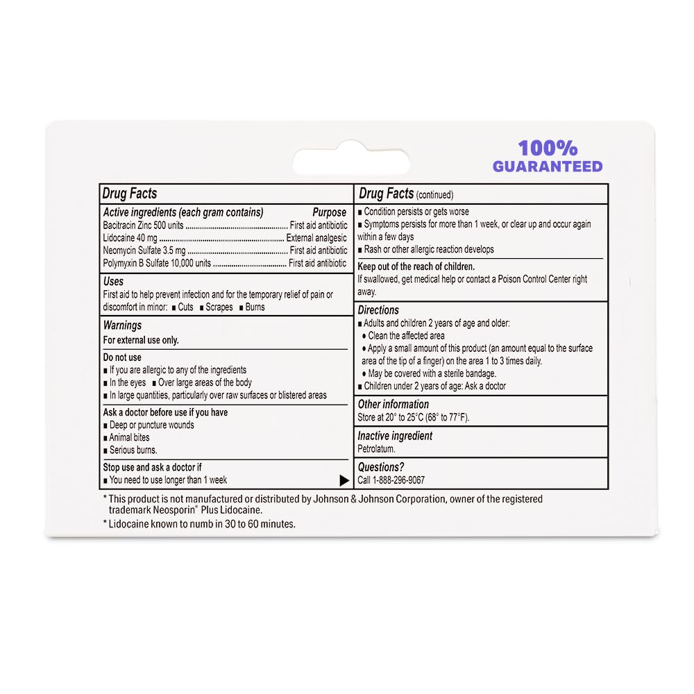 Globe (4-Pack) Lidocaine First Aid Antibiotic Ointment 1 Oz - Maximum Strength Pain Relief & Infection Protection - Numbs Skin Fast with Lidocaine - Emergency Use & Infection Protection