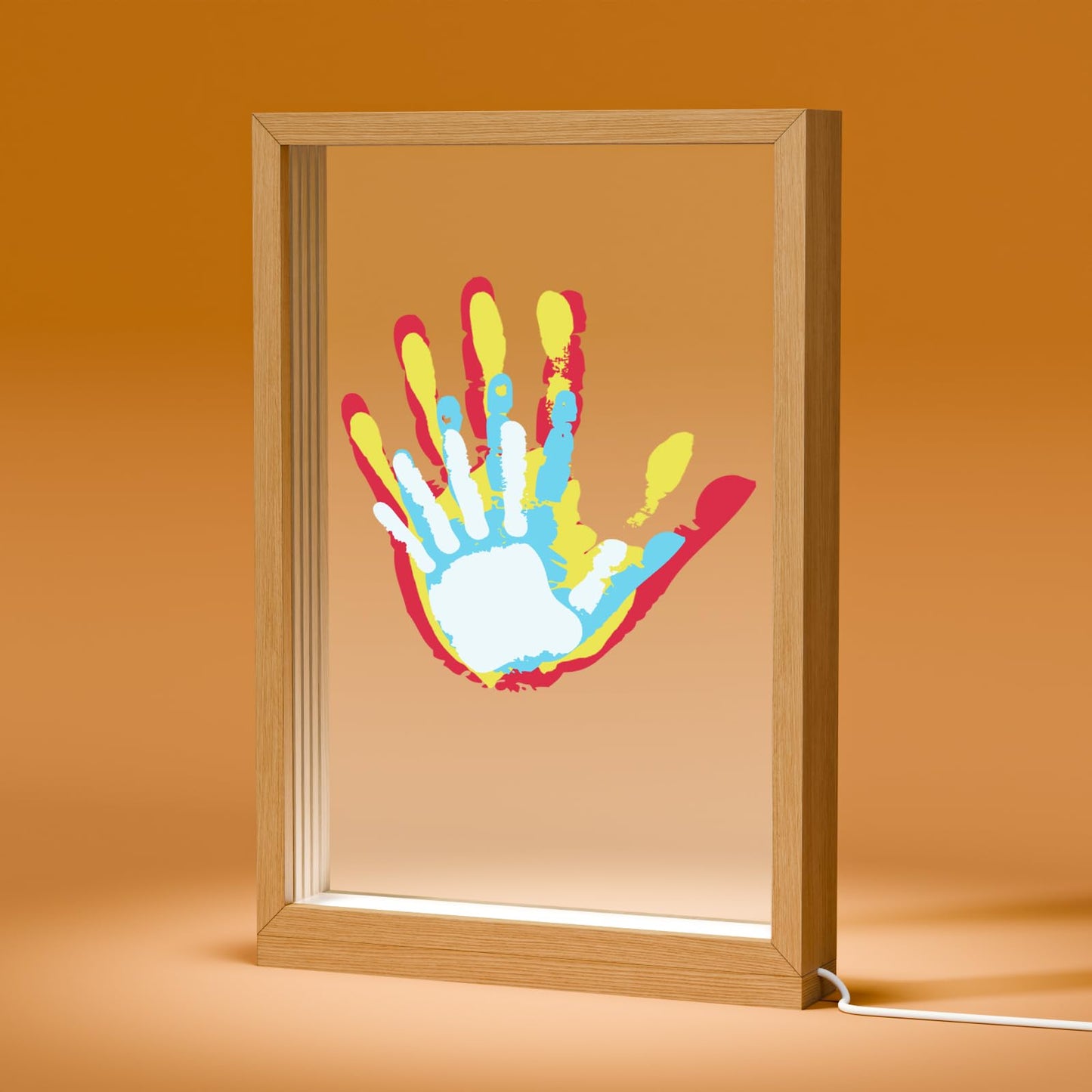 FANTASTIC HOUSE Grandma Gifts, Birthday Gift from Granddaught Grandson Grandchildren, Family Handprint kit with Light, Wooden Color