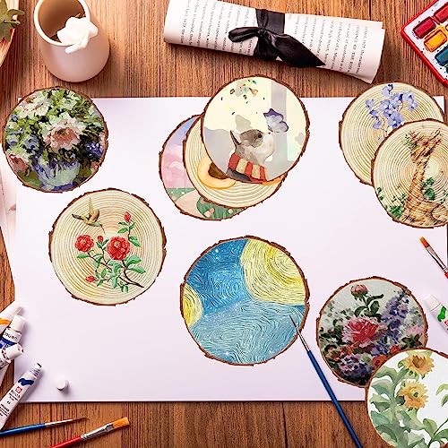 Unfinished Wood Slices for centerpieces 18 PCS 5.1-5.5 Inch,Round Wooden Discs with Tree Bark,Wood Cookies Circles for Cra...