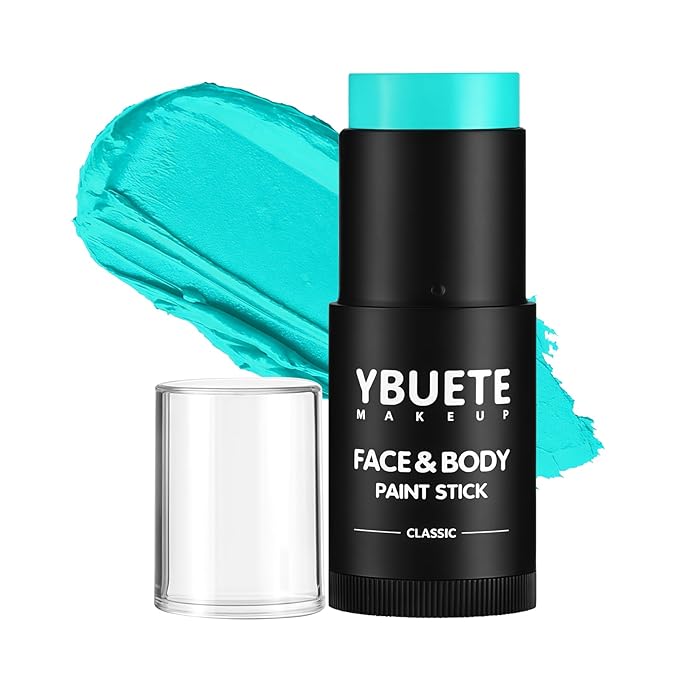 Teal Face Body Painting Stick, Professional Teal Full-coverage Cream Face Paint for Halloween SFX Avatar Corpse Bride Cosplay Makeup, Washable Eye Body Stick for Adult Costume Party