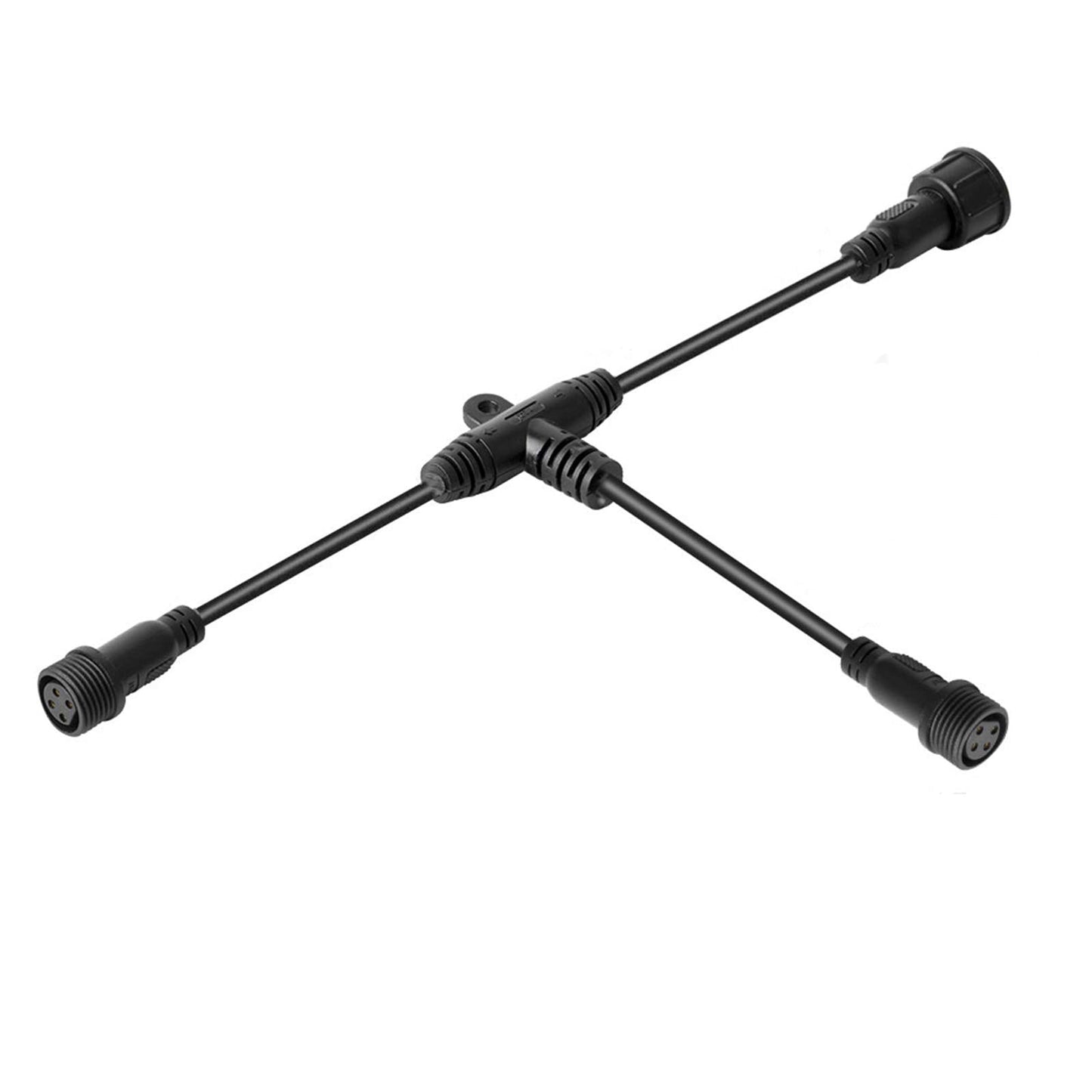 BTF-LIGHTING 5 PCS 4 Core 4 PIN Black Plastics IP65 T Shape Tee Big Size Connector 1 Male Ends 2 Female End 0.5mm²/20AWG 22mm Nut