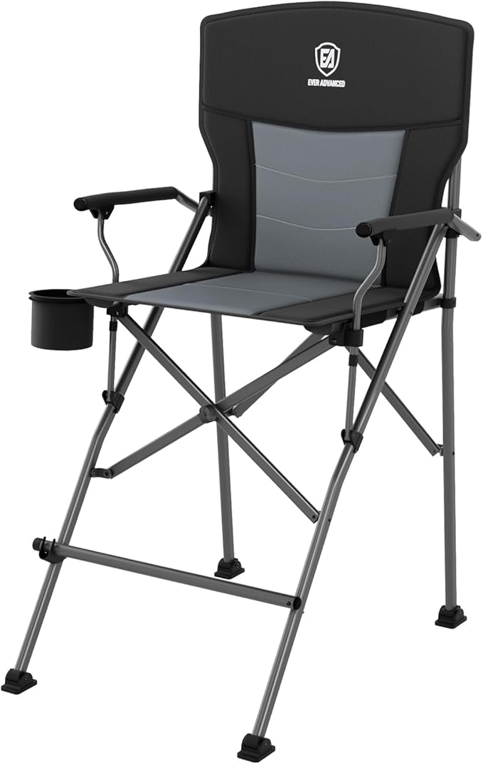EVER ADVANCED Tall Directors Chair with Cup Holder 31", Bar Height Folding Chair for Camping, Sports with Carry Bag, Mesh ...