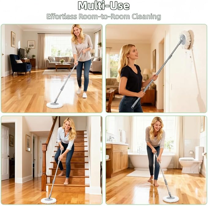 Gen 1 Compact Mop and Bucket Set with 360°Swivel Wheels, Spin Mop for Floor Cleaning, Clean & Dirty Water Chambers,Space-Saving Design, Wet Dry Mop with 61" Long Handle & 6 Microfiber Mop Heads-Grey