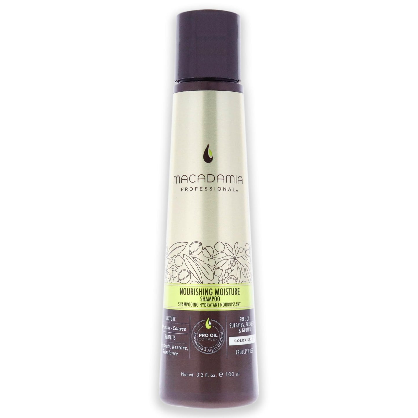 Macadamia Professional Hair Care Products Nourishing Moisture Shampoo - 3.3oz. - Medium to Coarse Hair Textures - Moisturizes &