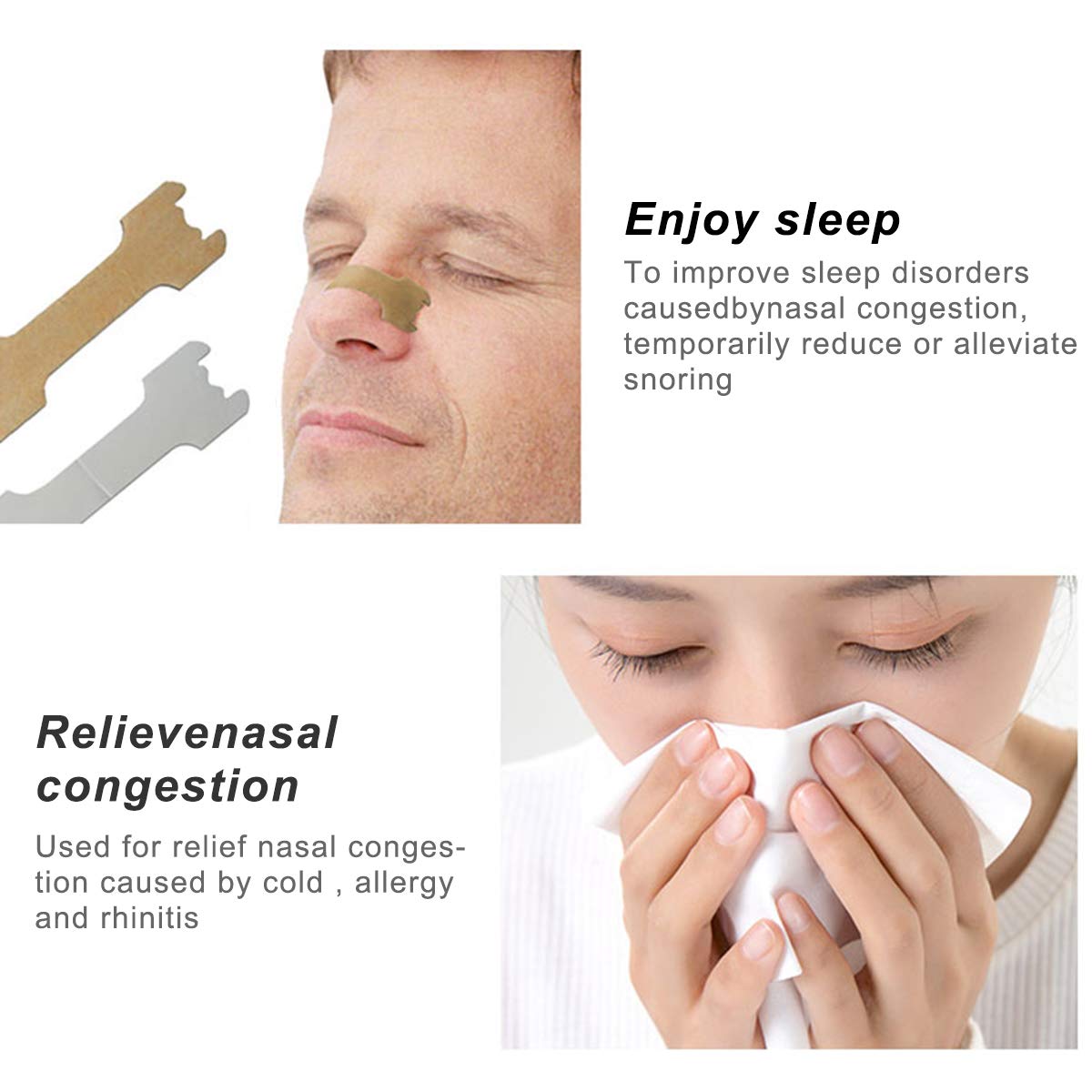 RZJZGZ Large Breathe Improve Nasal Strips to Reduce Snoring Works Instantly to Improve Sleep, Relieve Nasal Congestion Due to Colds & Allergies (110 Pack)