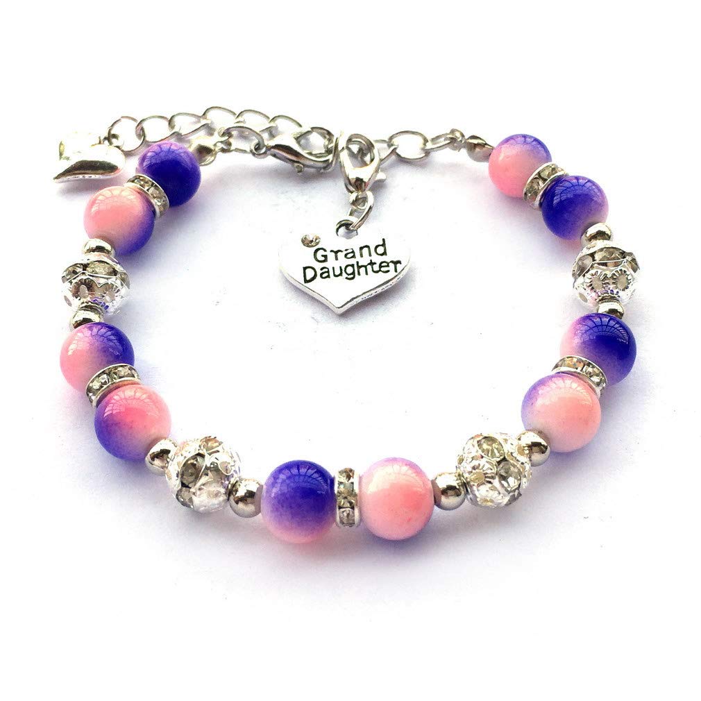 DOLON Pink with Purple Color Faux Pearls Bracelet Gift For Granddaughter Jewelry