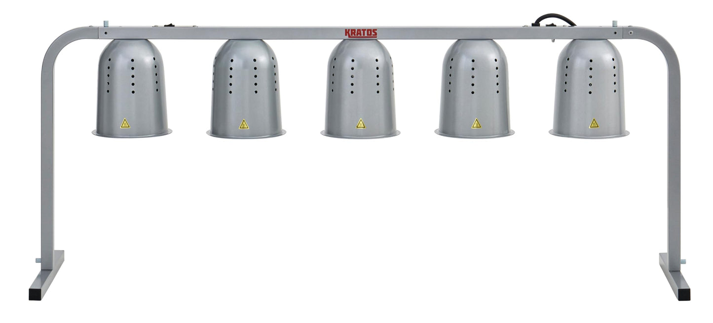 Kratos Commercial Bulb Warmer, Five Bulb Pass Through Heat Lamp for Food, Silver, 120V, 1250 Watts, Countertop Electric Food Warmer for Restaurants (31M-009)