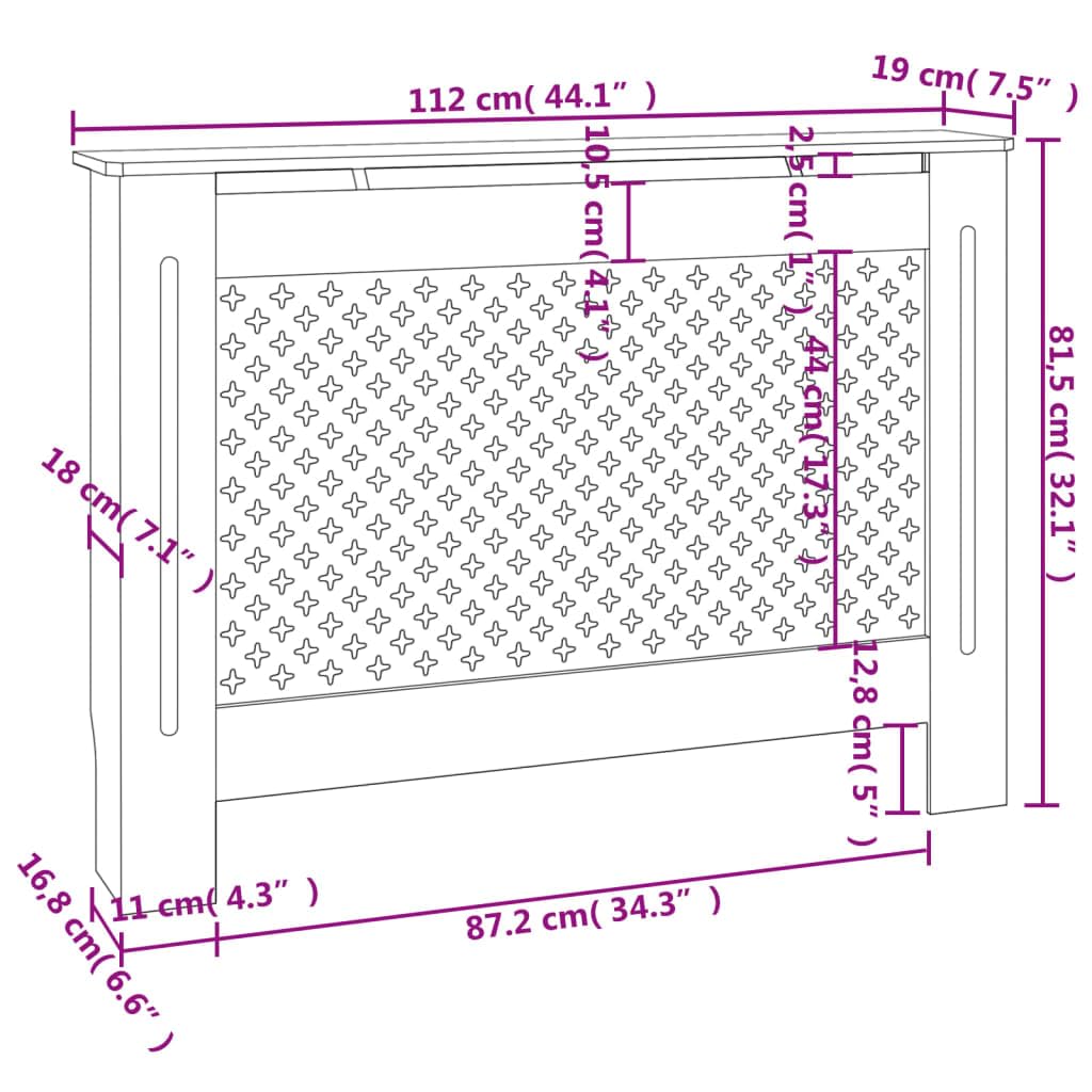 vidaXL Radiator Cover Anthracite, MDF with Water Base Lacquer Finish, Accommodates 44.1" x 7.5" x 32.1" Radiator Size, Modern Slatted Design