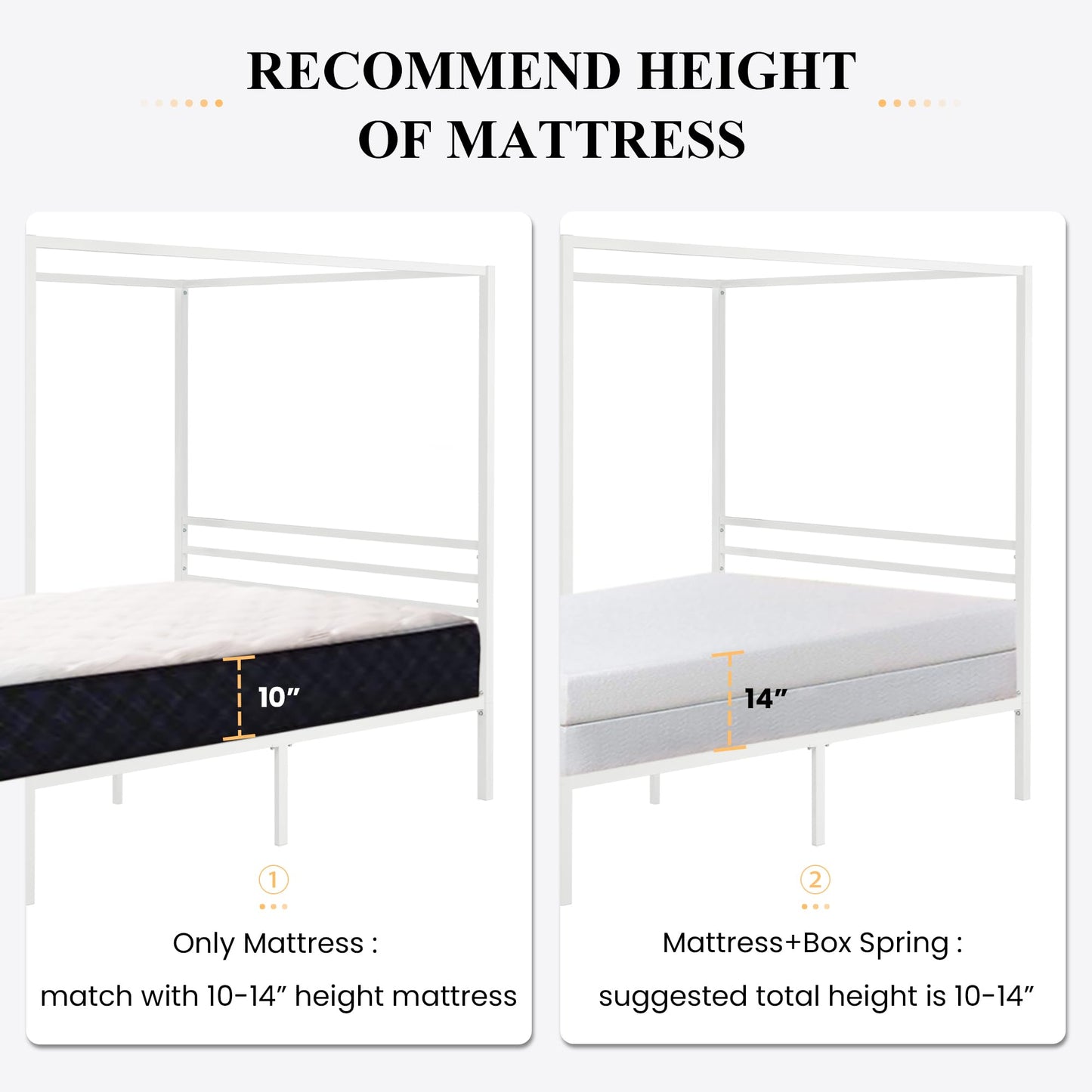 SHA CERLIN Canopy Bed Frame Full Size/Mattress Foundation with Metal Slats Support/No Box Spring Needed/Easy Assembly/White