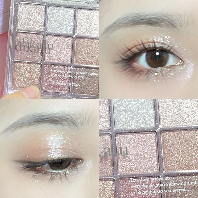 Kayswang 9 Colors Glitter Eyeshadow Makeup Palette, Eye Shadow Powder，Matte High Pigmented Colorful,Creamy Texture, Long LastingEyeshadow Powder Cosmetics,Natural Waterproof (08#)
