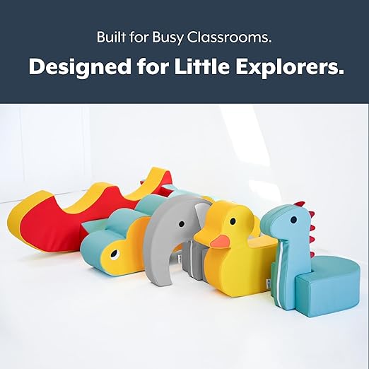 Children's Factory Spike The Dino, Aqua Foam Kids Stool, Toddler Soft Seating Chair for Daycare, Preschool and Home, Lightweight and Easy to Clean, Little Explorers Collection