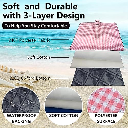 Campsuper Picnic Blankets Machine Washable, 79''x79'' Extra Large Waterproof Foldable Compact Beach Blankets, Oversized XL...