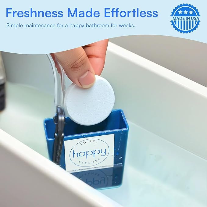Happy Toilet Cleaner 2 Pack – Self-Cleaning Toilet System | Easy Install Toilet Tablet Holder for a Deep Clean with Every Flush | Made in the USA