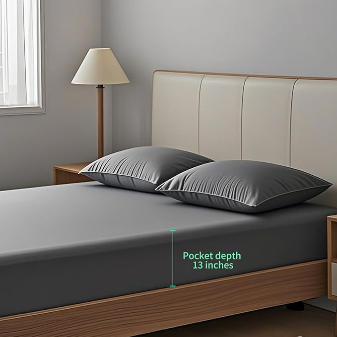 NAGS® Grounding Sheets,Grounding Bedding Sheet, Soft Cotton with Pure Silver Fitted Grounded Sheet for Improved Sleep,Pain Relief (Dark Gray, Queen)