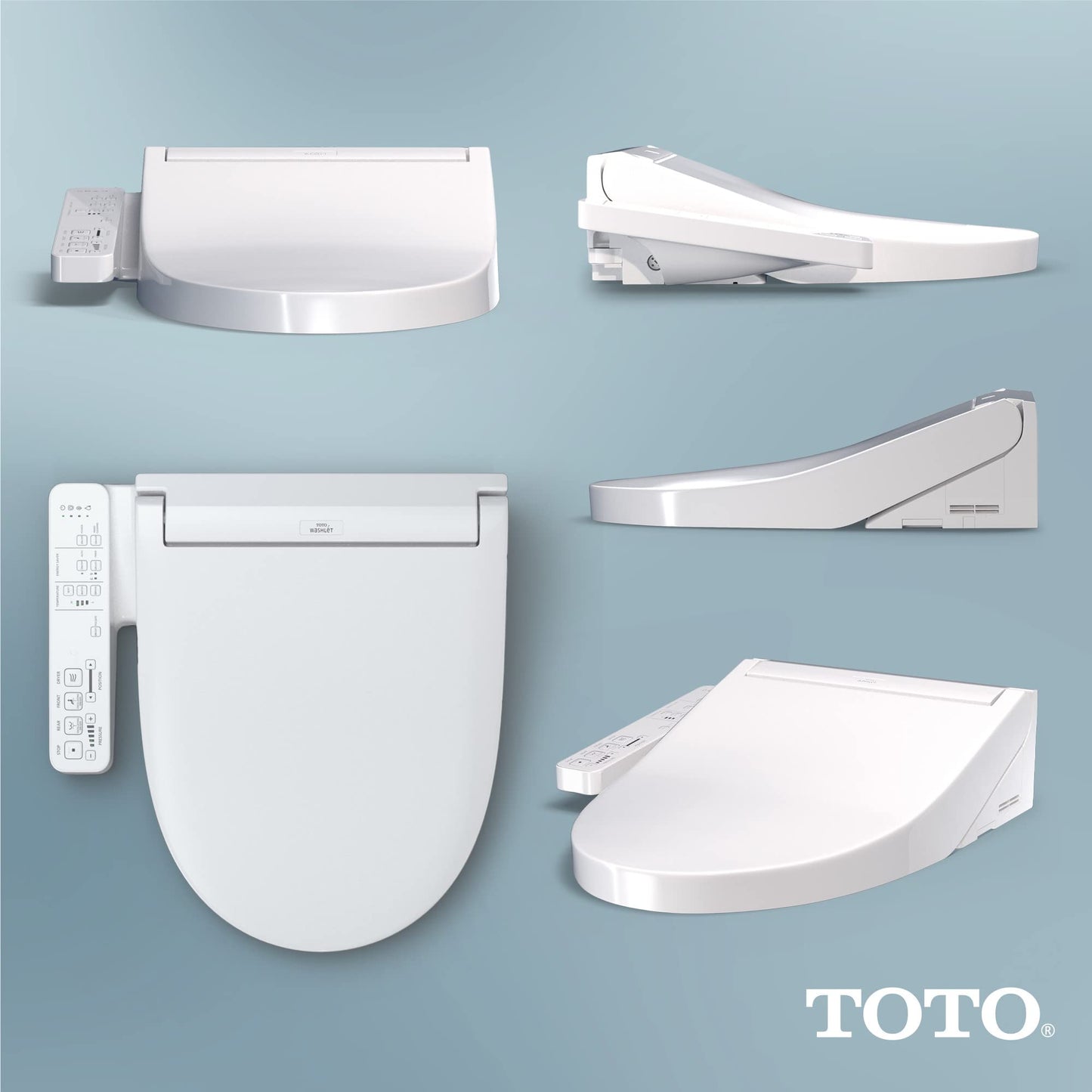 TOTO® WASHLET® KC2 Electronic Bidet Toilet Seat with Heated Seat and SoftClose Lid, Round, Cotton White - SW3023#01