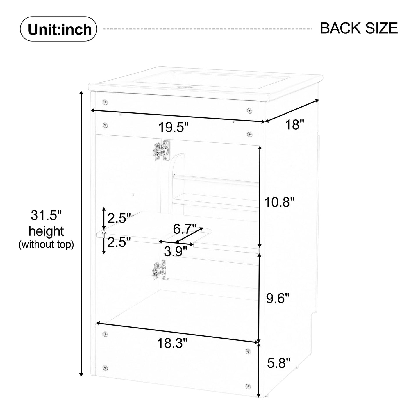 Christopher Knight Home Vanes Wood Frame 20" Bathroom Vanity with Ceramic Sink, Cabinet with Soft-Closing Door Shelf and Adjustable Shelf, Open Back, Metal Hardware, Storage/Organizer, Black