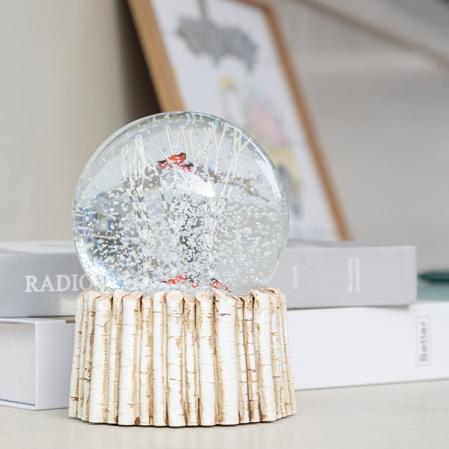 Cardinal Snow Globe, Red Bird Snowglobe Animal Snow Flake Glass Snow Globes for Adults Men Birthday, 100MM Halloween Decorations Snow Globe NO Music