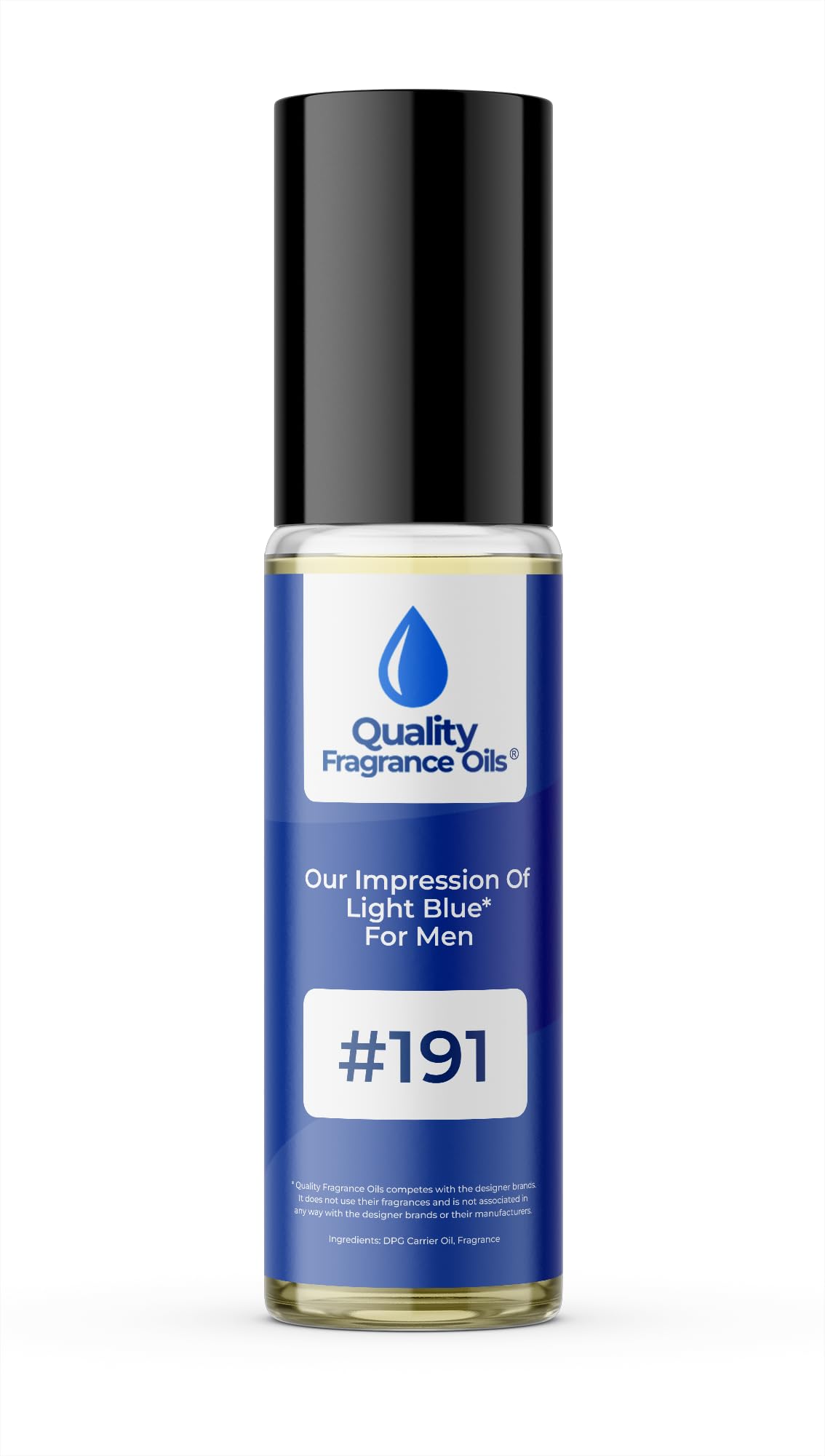 Quality Fragrance Oils' Light Blue for Men Impression #191 | Long-Lasting Perfume Oil, Alcohol-Free, Strong Scent, 10ml Roll-On | Affordable Alternative to Designer Fragrances
