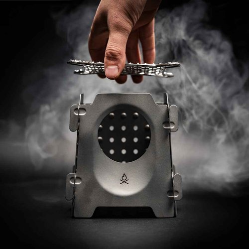 Überleben | Stöker Wood Burning Camping Stove – 18oz Flatpack Stainless Steel Wood Stove for Backpacking, Hiking & Outdoor Cooking – Portable, Folding Camping Essentials (Bead-Blasted)
