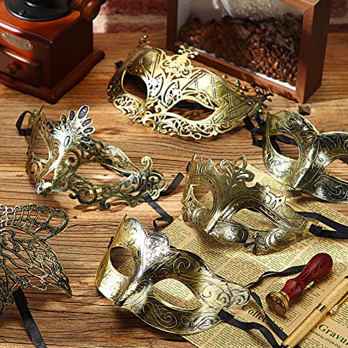 Yunsailing 30 Pieces Masquerade Mask Antique Masks with Straps for Women Men Masquerade Ball Mardi Gras Carnival Party Fav...