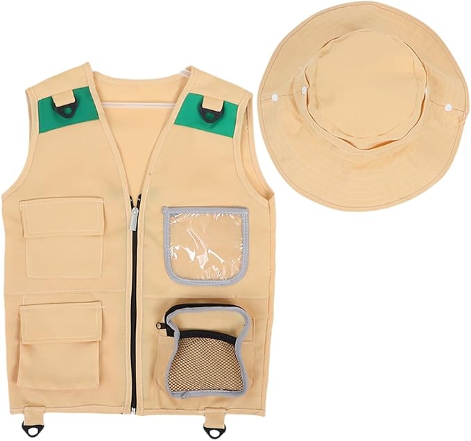 BRIGHTFUFU 1Set Kid Exploration Kit with Vest Hat Kid Camping Bug Catcher Fishing Set Outdoor Adventure Guide Scavenger Hu...