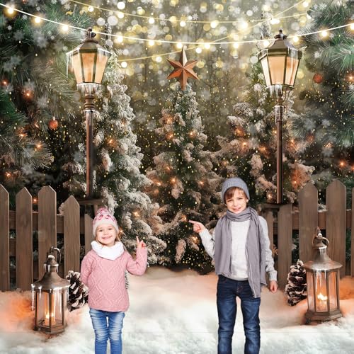 10x8FT Winter Christmas Tree Photography Backdrop Snowy Forest Portrait Background Xmas Snowflake Family Holiday Party Dec...