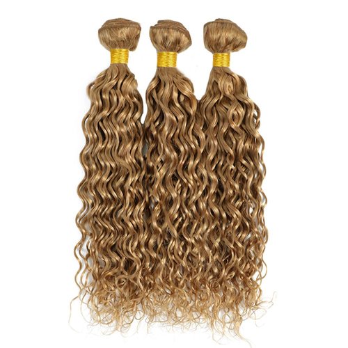 22 24 26 Inch Honey Blonde Bundles Color #27 Water Wave Human Hair Bundles Brazilian Virgin Hair #27 Bundles Blonde Wet and Wavy Bundles