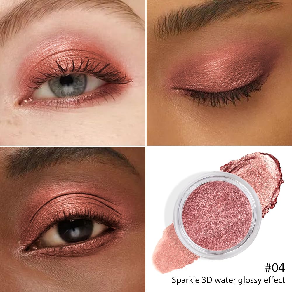 Rose Brown Mousse Single Eyeshadow Palette -Neutral Matte & Shimmer Eyeshadow,Mini Cream Glitter Eye shadow,Long Lasting Highly