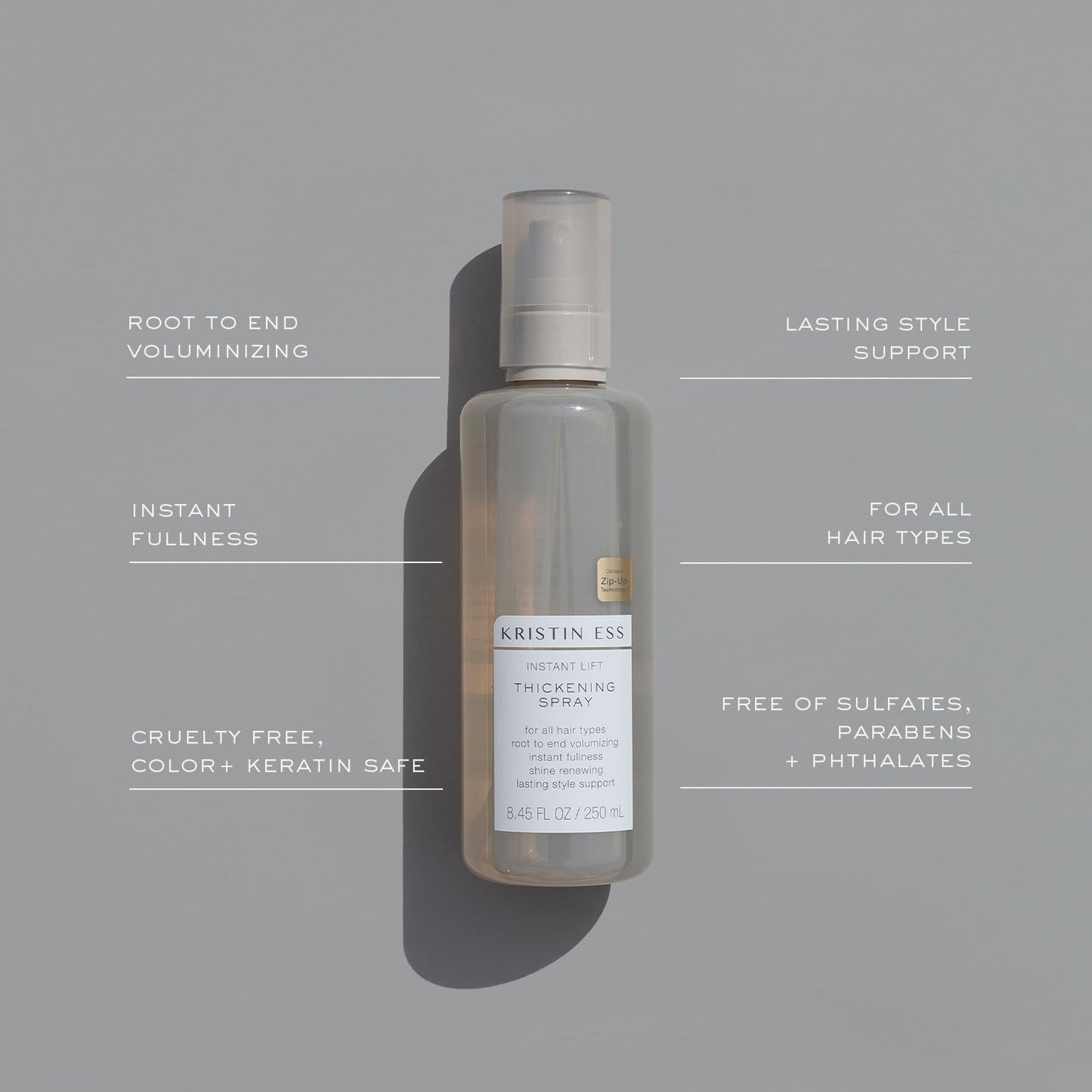 Kristin Ess Hair Instant Lift Thickening Spray for Volume + Fullness on Fine Hair, Shine Renewing, Style Support, Sulfate and Pa