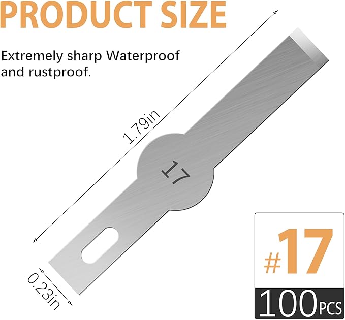 Headley Tools #17 Hobby Knife Blades(Pack of 100),Art Blades Cutting Tool with Storage Case for Craft, Hobby, Scrapbooking, Stencil