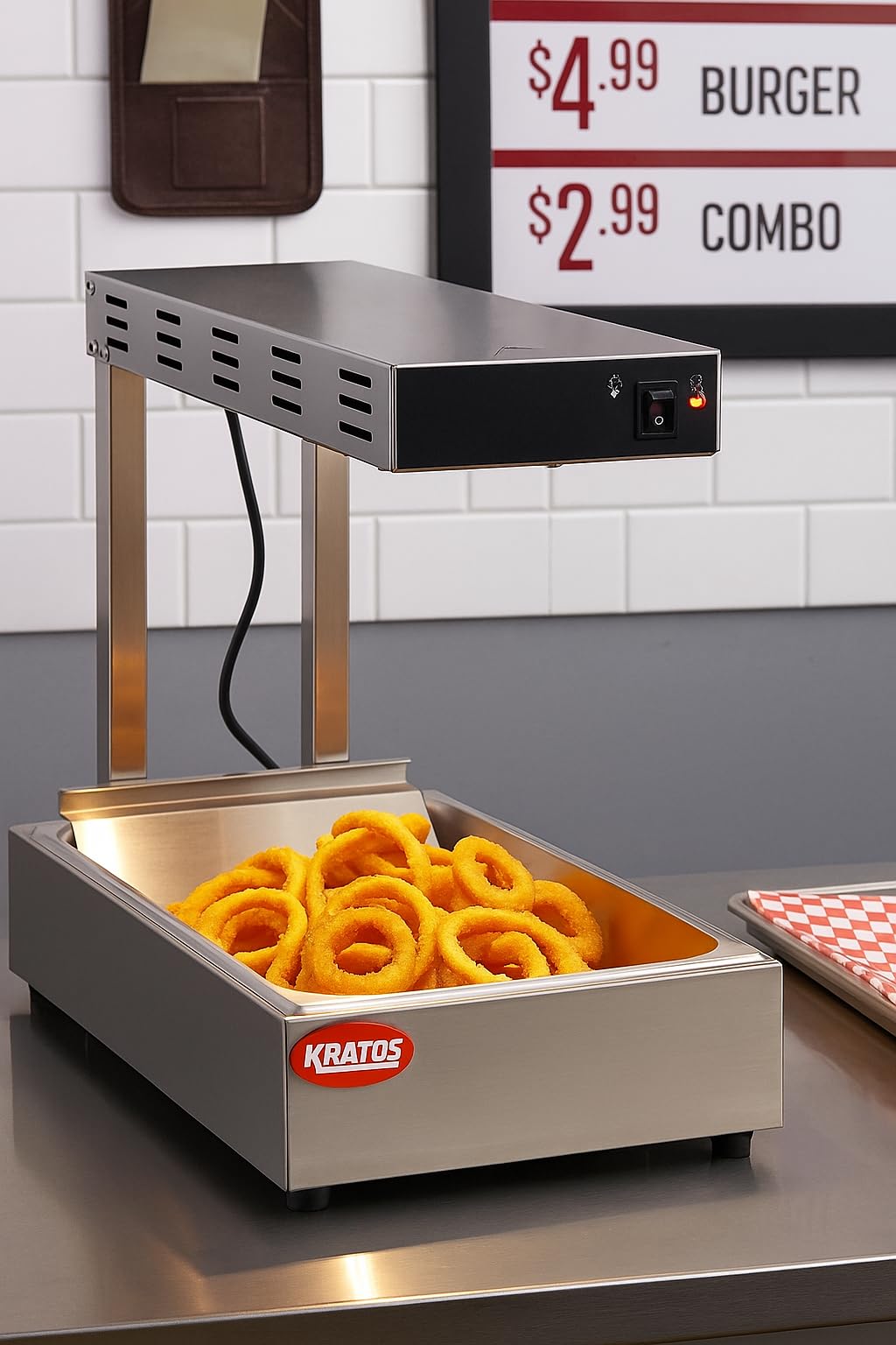 Kratos Commercial French Fry Warmer/Dump Station, Stainless Steel Electric Freestanding Countertop Food Warmer 120V, 1000W (31M-011)