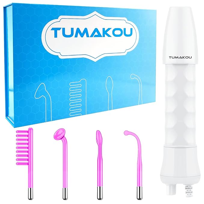 High Frequency Facial Wand - TUMAKOU Violet Portable Handheld High Frequency Facial Skin Machine Device for Face - with 4 Purple Tubes