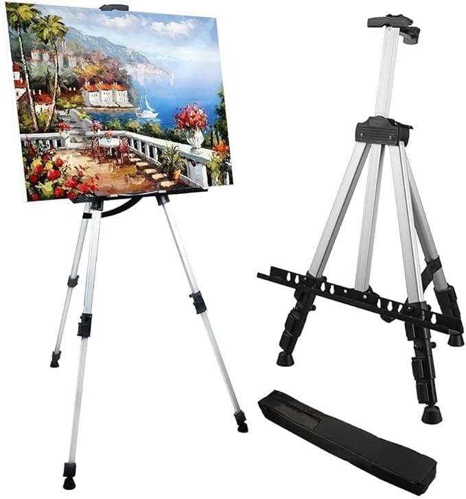Art Easel Stand for Painting and Sign - RRFTOK Aluminum 66 Inch Metal Tripod Adjustable Portable Easels for Display - Canv...