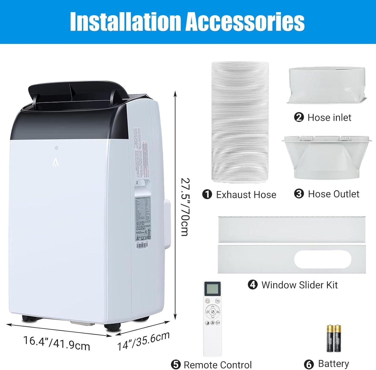 2PCS 14000 BTU Portable Air Conditioner, Cools Up to 750 Sq.ft, 3-in-1 Quiet AC Unit with Cooling Dehumidifier Fan, Remote Control, Auto Swing, 24H Timer & Complete Installation Kits for Large Room Be