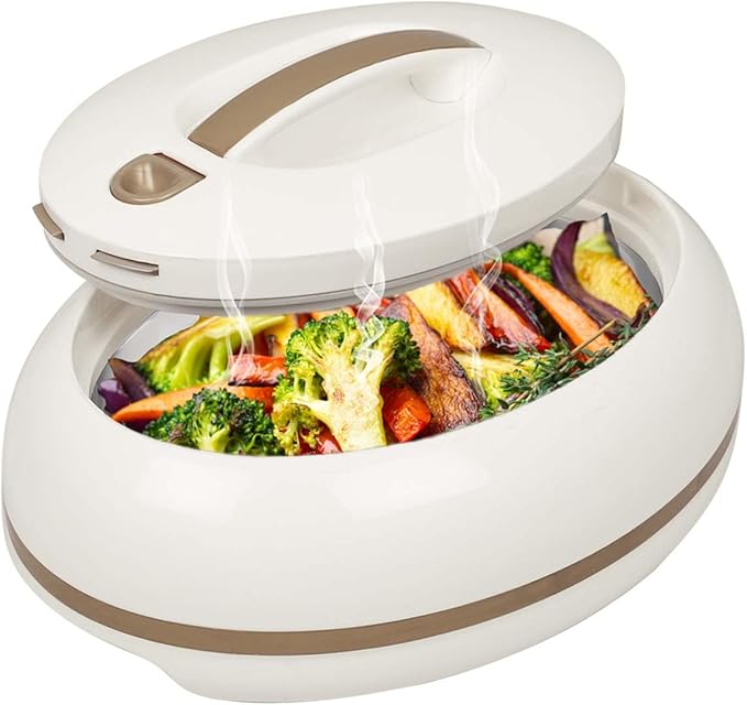 Elegant Large Oval Insulated Casserole Carrier Dish- One Hand Open Lid- 3.15 qt. Luxury Hot Pot Food Warmer/Cooler -Therma...