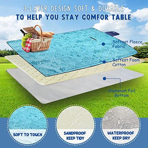 ZOMAKE Picnic Blanket Waterproof Sandproof Large Foldable Blankets,79"x79" Concert, Beach, Yard, Outdoor Grass Mat(Peacock...