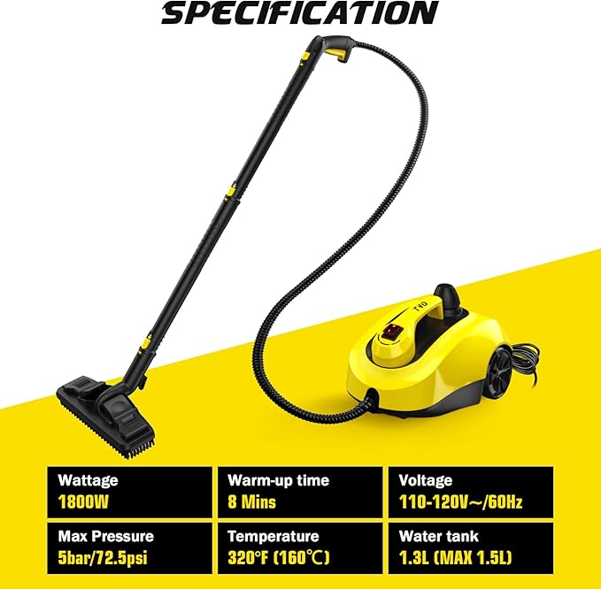 TVD Steam Cleaner, Heavy Duty Canister Steamer with 26 Accessories, Steam Mop with 5M Extra-Long Power Cord for Home Floor Cleaning, Grout,Car Detailing,Upholstery.