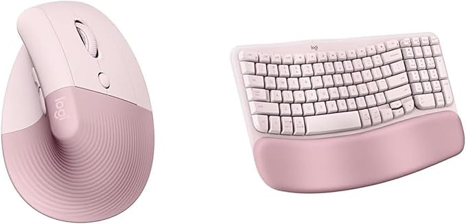 Logitech Wave Keys & Lift Vertical Mouse - Ergonomic Bundle — Wireless Keyboard with Cushioned Palm Rest & Vertical Wirele...