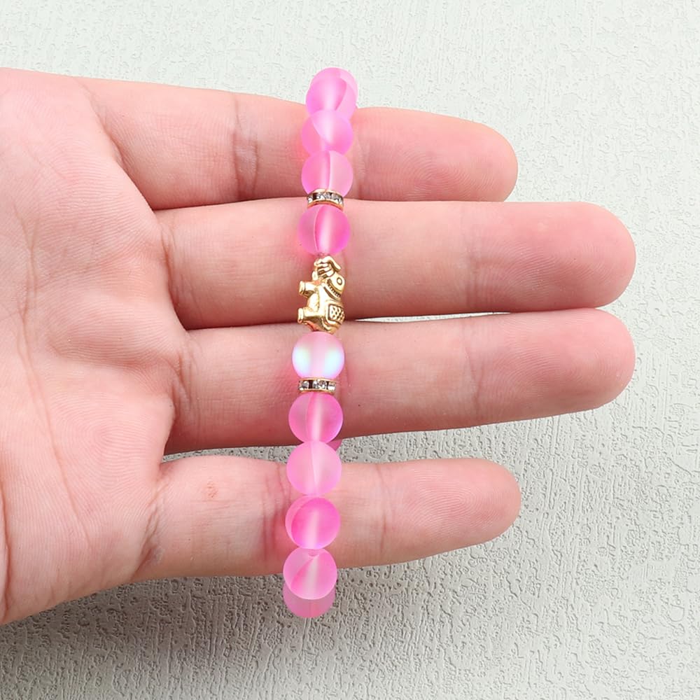 KSQS Elephant Yoga Healing Bracelet for Women, 8mm Natural Stone Chakra Bracelet Stress Relief Aromatherapy Essential Oil Diffus