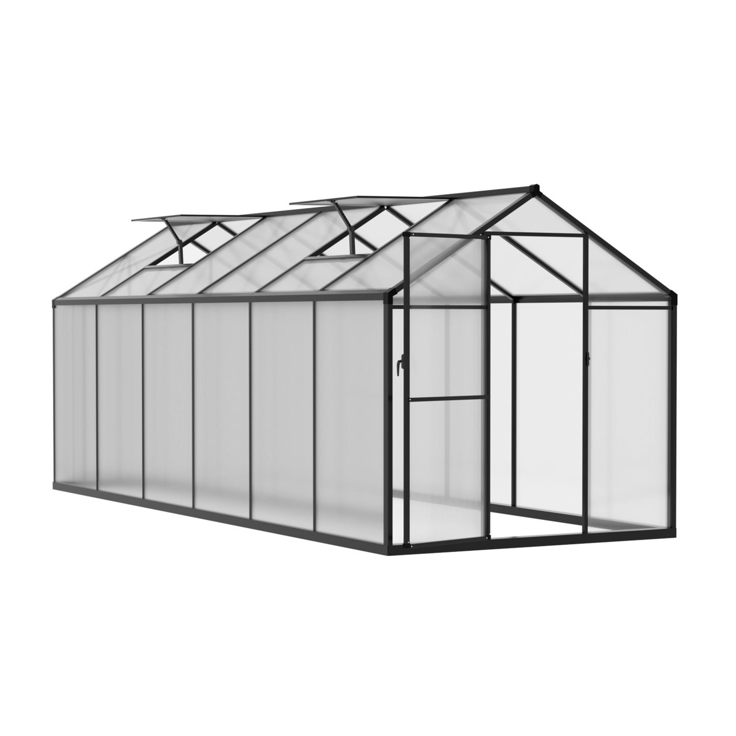 VEIKOU 6’x12’ Greenhouse for Outdoors, Upgraded Rivet Structure with 2 Vents, Lockable Door, 4mm Twin-Wall Polycarbonate, Aluminum Heavy Duty Greenhouse for Winters, Gray