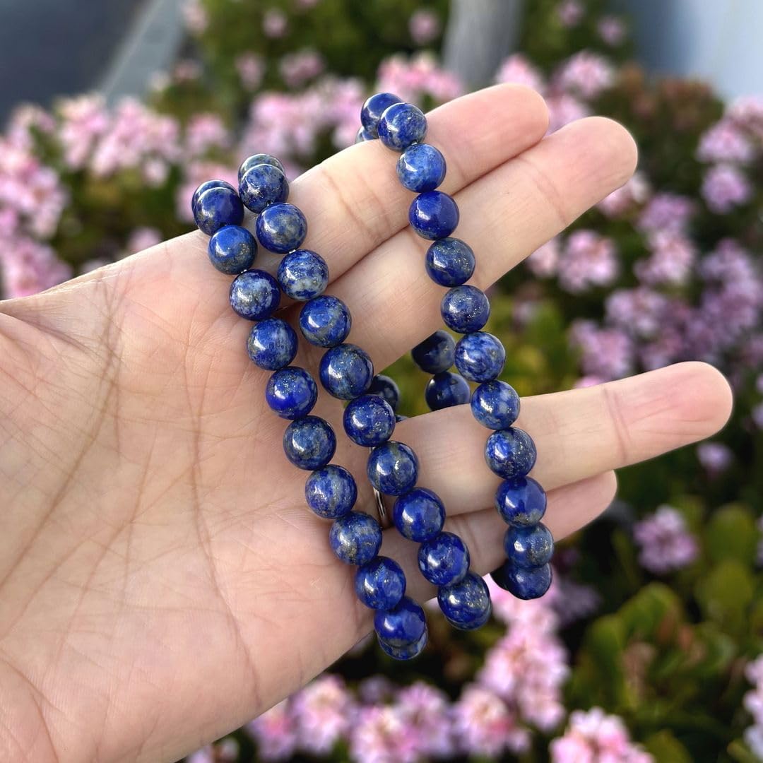Adabele 1pc Real Natural Blue Lapis Lazuli Gemstone Beaded Bracelet 8 inch Stretch Chakra Healing Crystal Stone Jewelry Women Mo